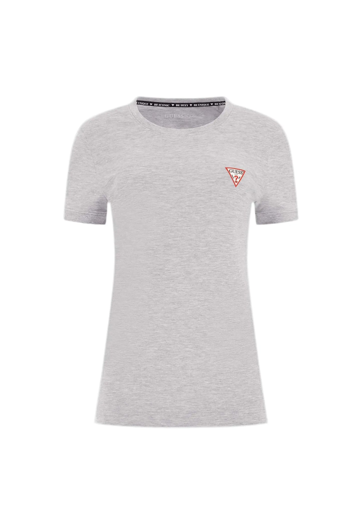 T shirt femme Guess gris avec logo triangulaire, vue 3/4