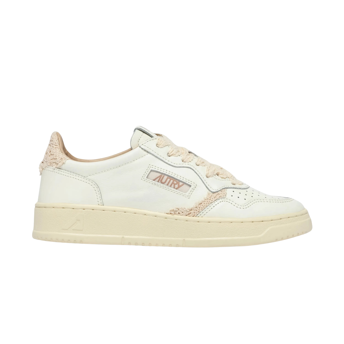autry medalist low femme cuir beige dentelle