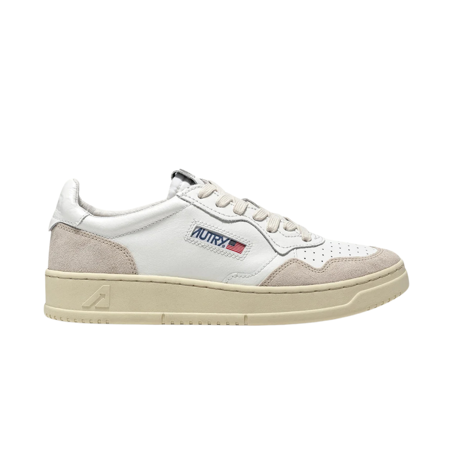 autry medalist low femme cuir blanc daim beige