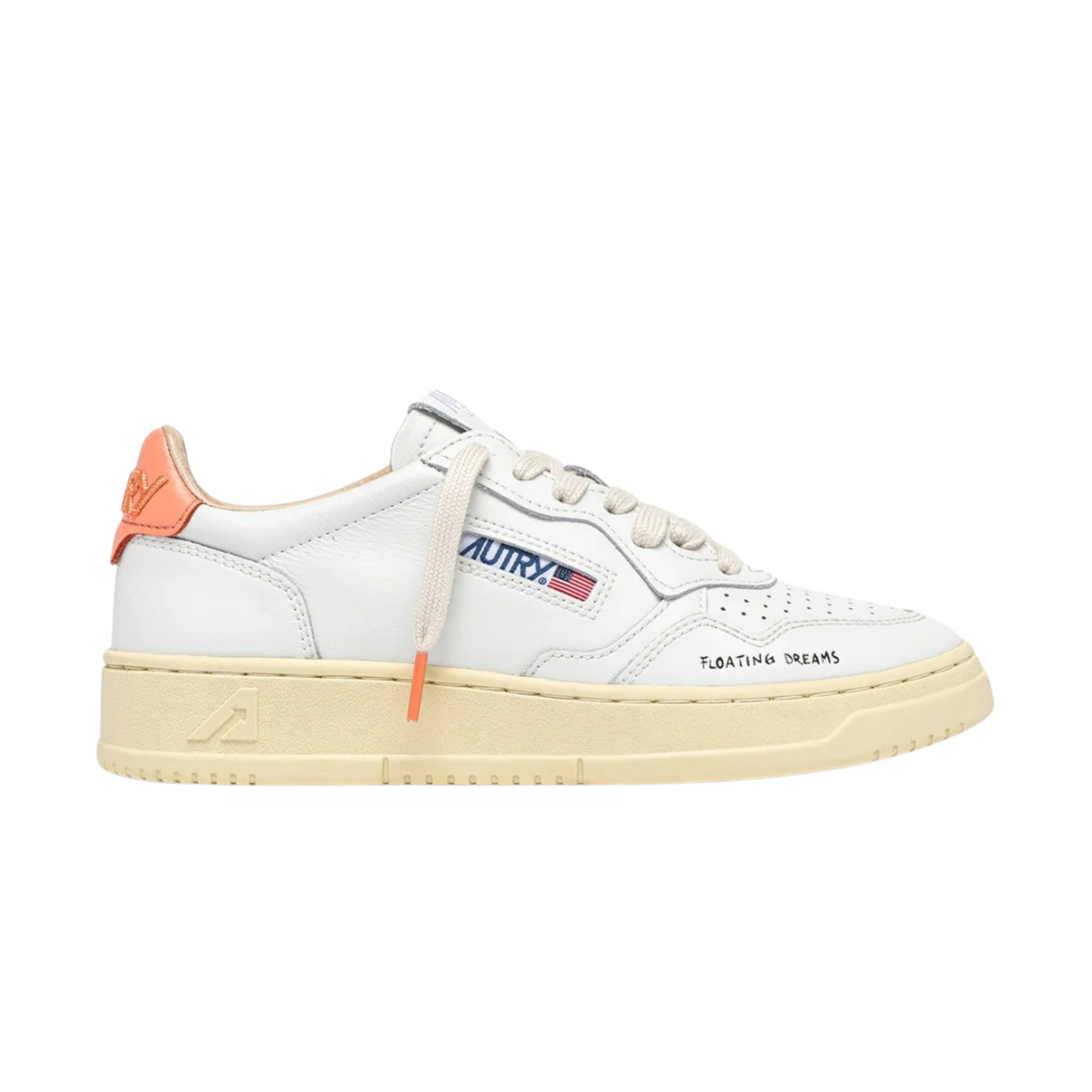 autry medalist low femme cuir blanc peach pink