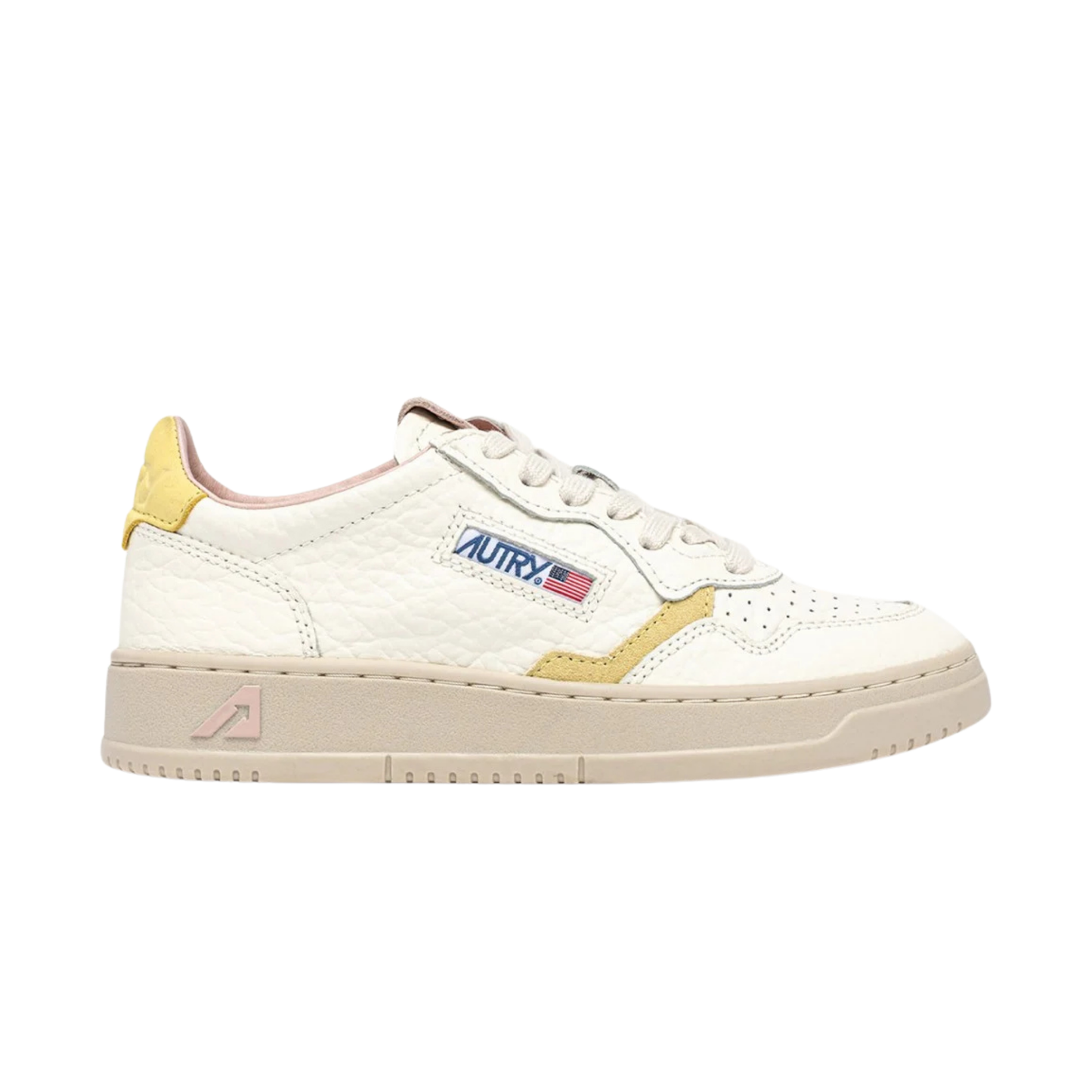 autry medalist low femme cuir lemon merengue silk