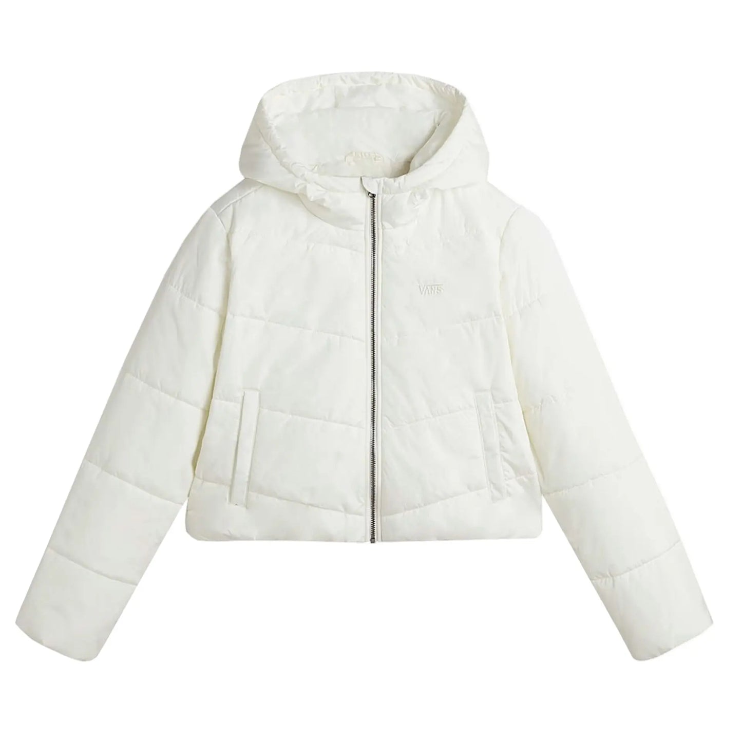 Blouson Vans Femme Blanc - Veste Matelassée Zippée Vans