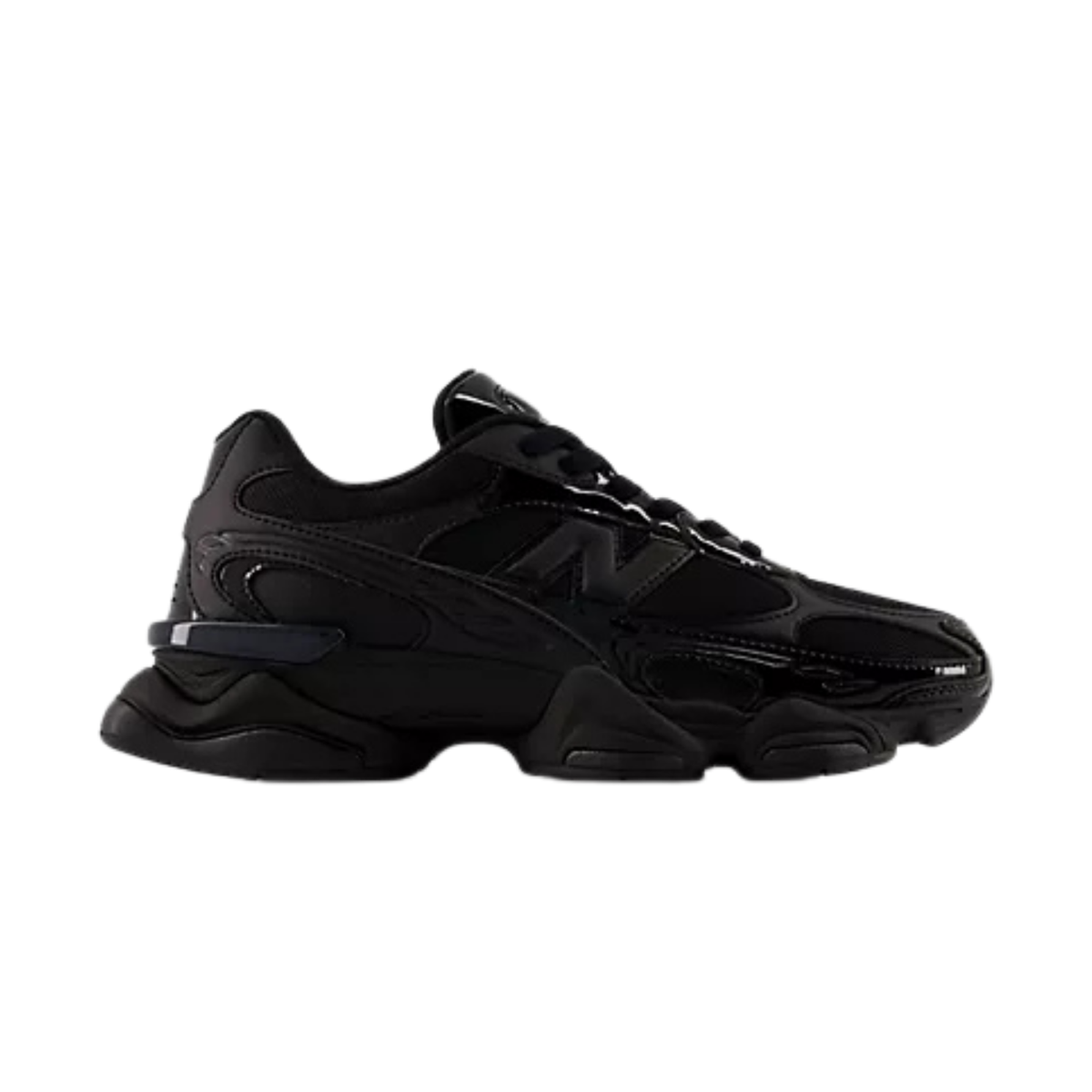 sneakers new balance 9060r unisexe triple black vue profil