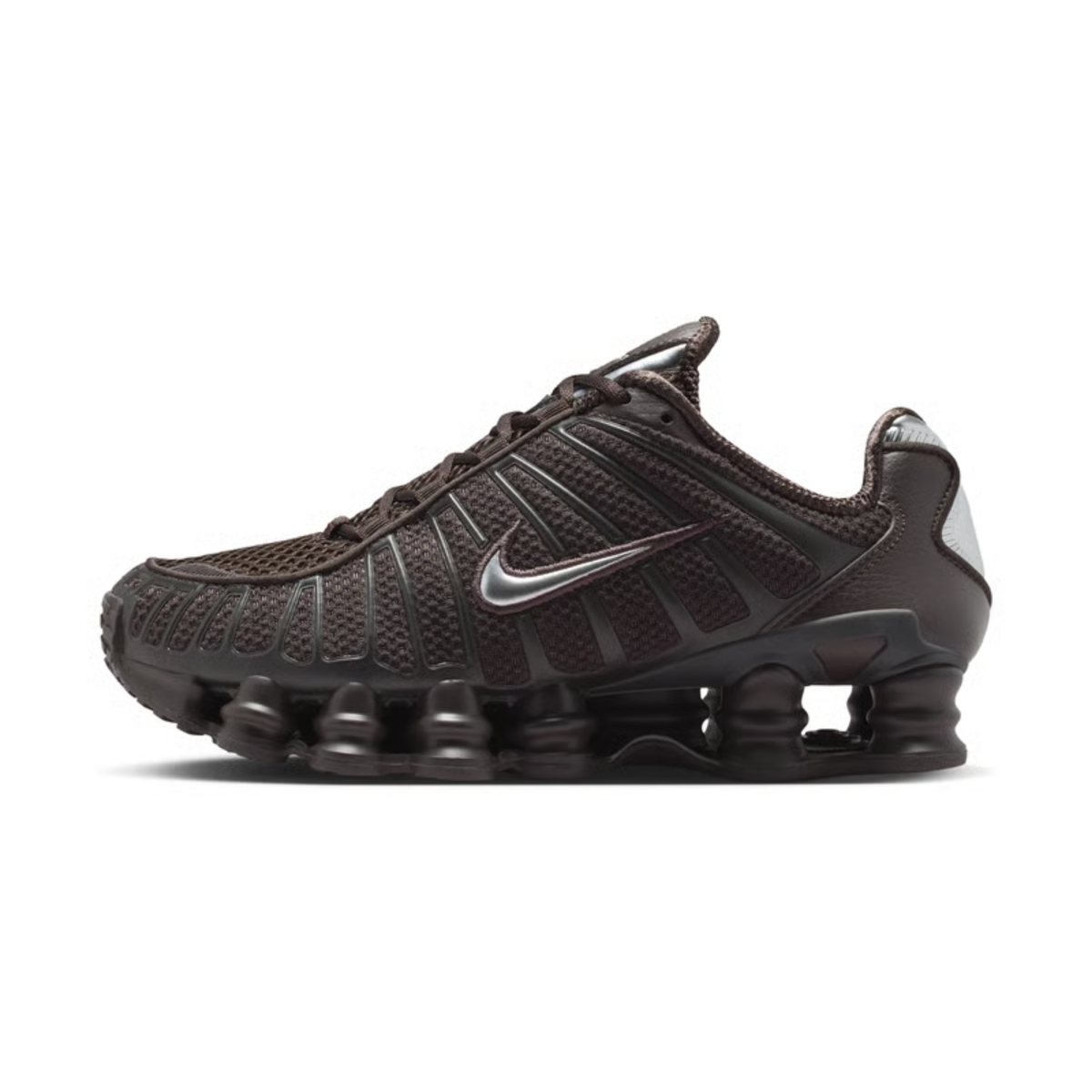 sneakers nike shox tl femme velvet brown metallic silver vue de profil extérieur