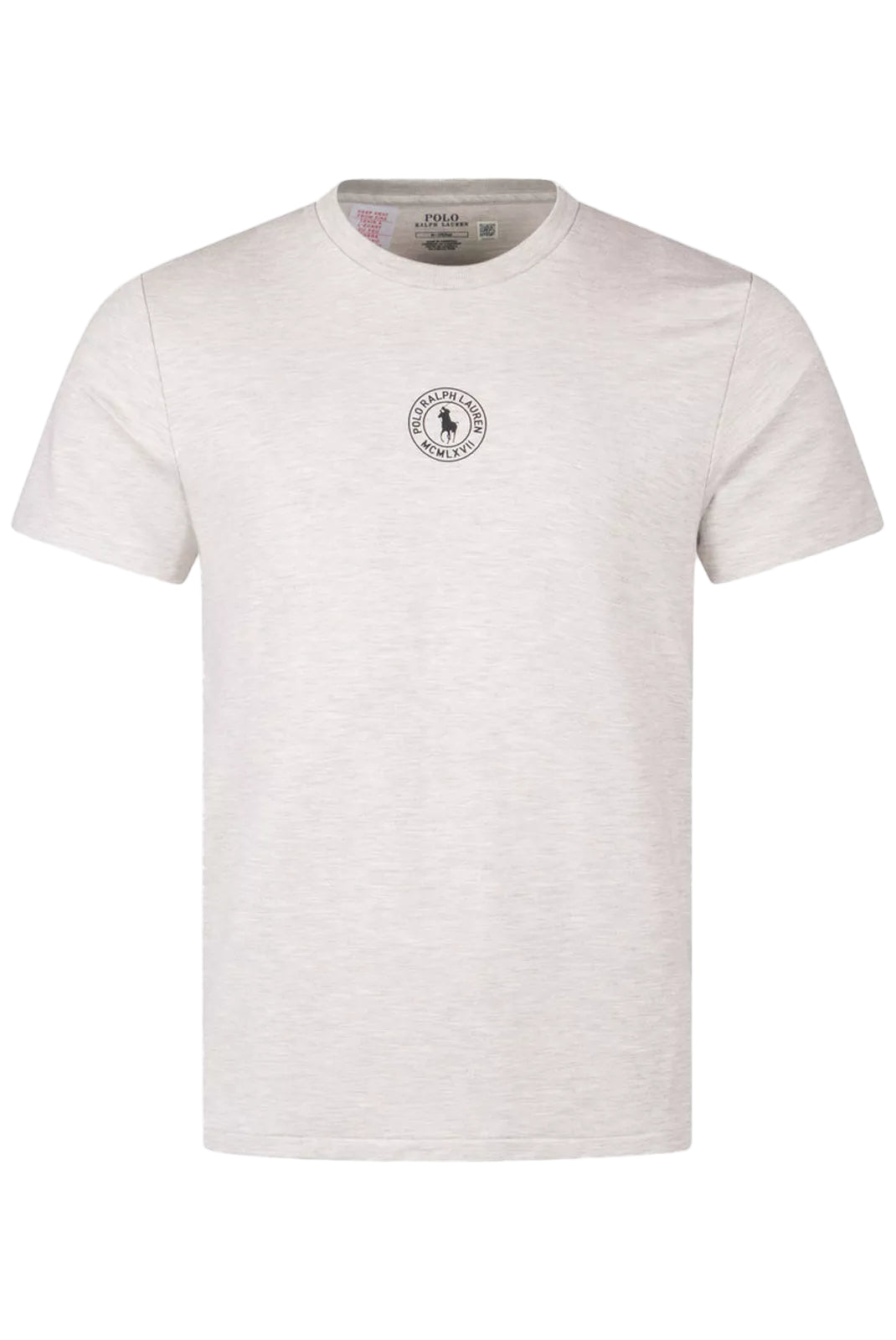 T-shirt Ralph Lauren gris logo rond poitrine – vue avant