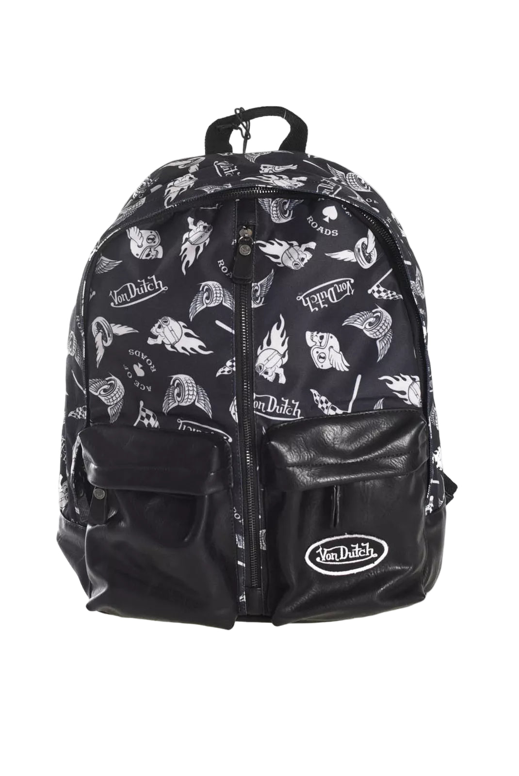 Sac à dos Von Dutch noir KLAN avec logo patché et motif imprimé