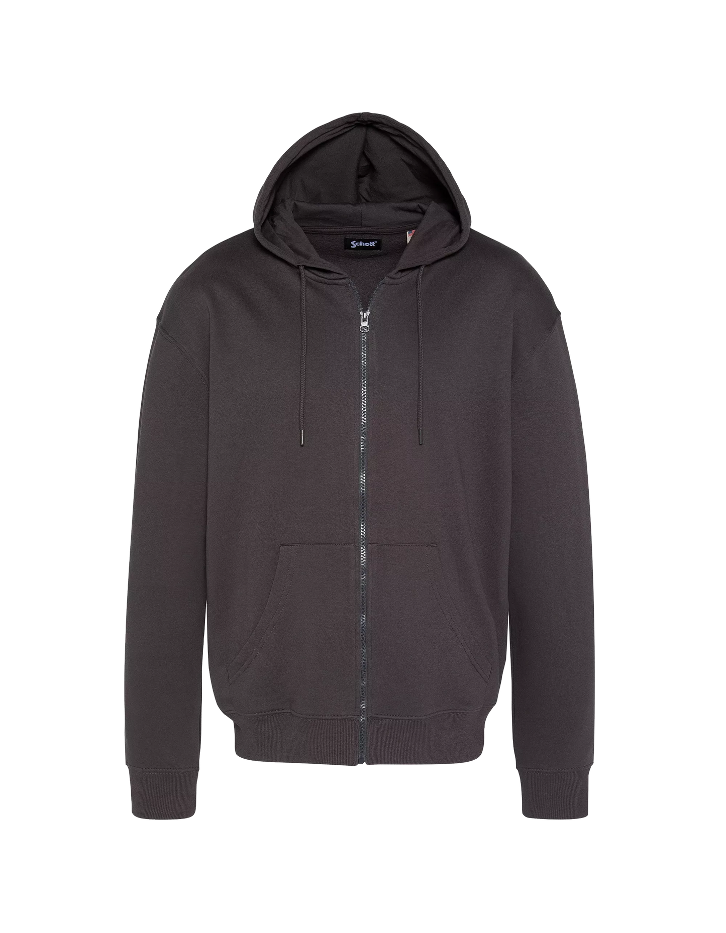 Sweat zippé Schott Badge anthracite vue de face