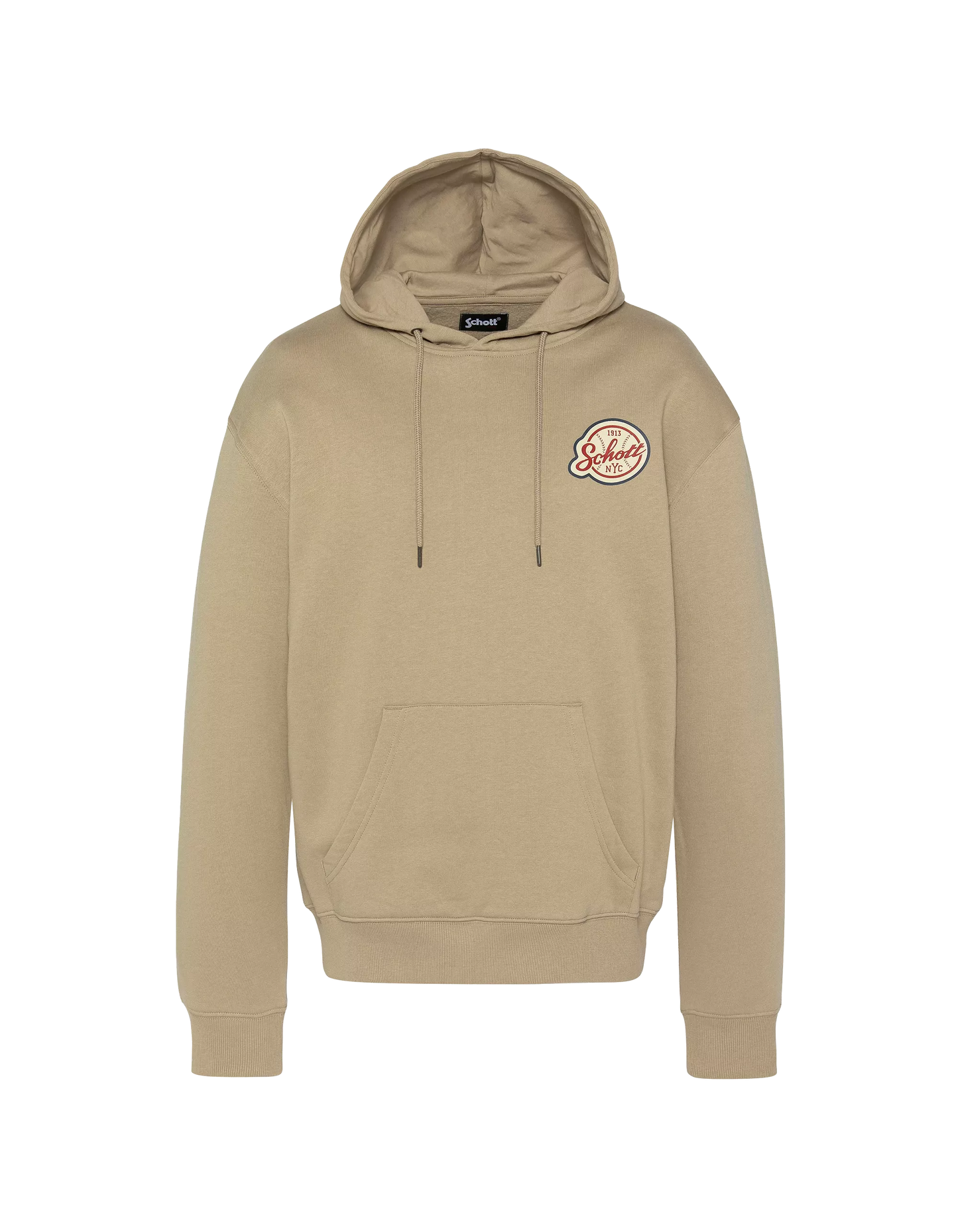 Sweat à capuche Schott BASEBALL mastic vue de face