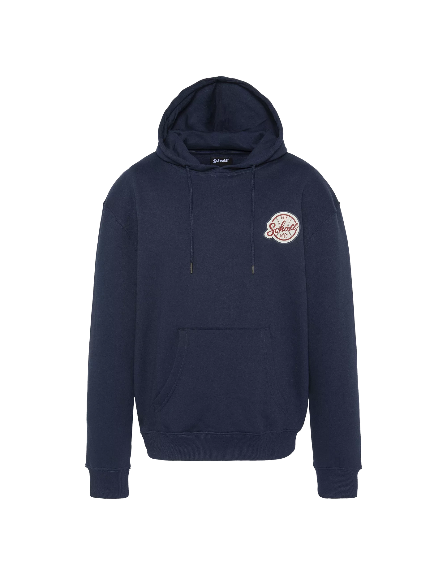 Sweat à capuche Schott BASEBALL navy vue de face
