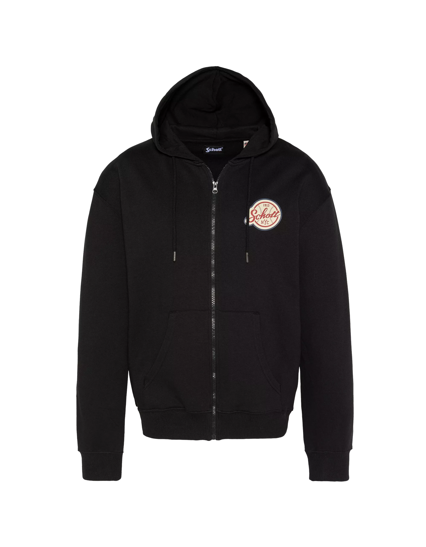 Sweat zippé Schott Baseball noir vue de face