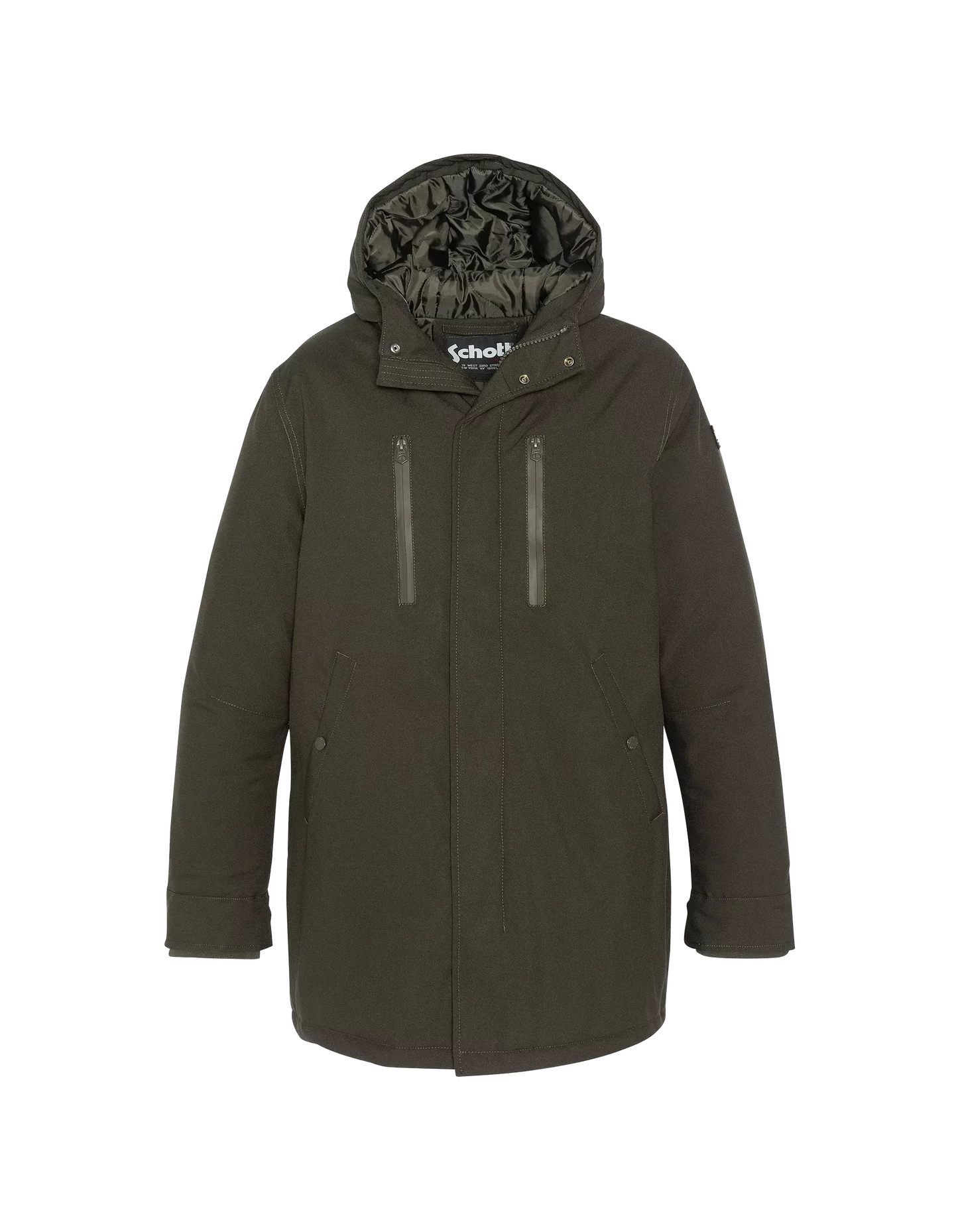 Parka Schott CHALLENGER Kaki longue à capuche – vue de face
