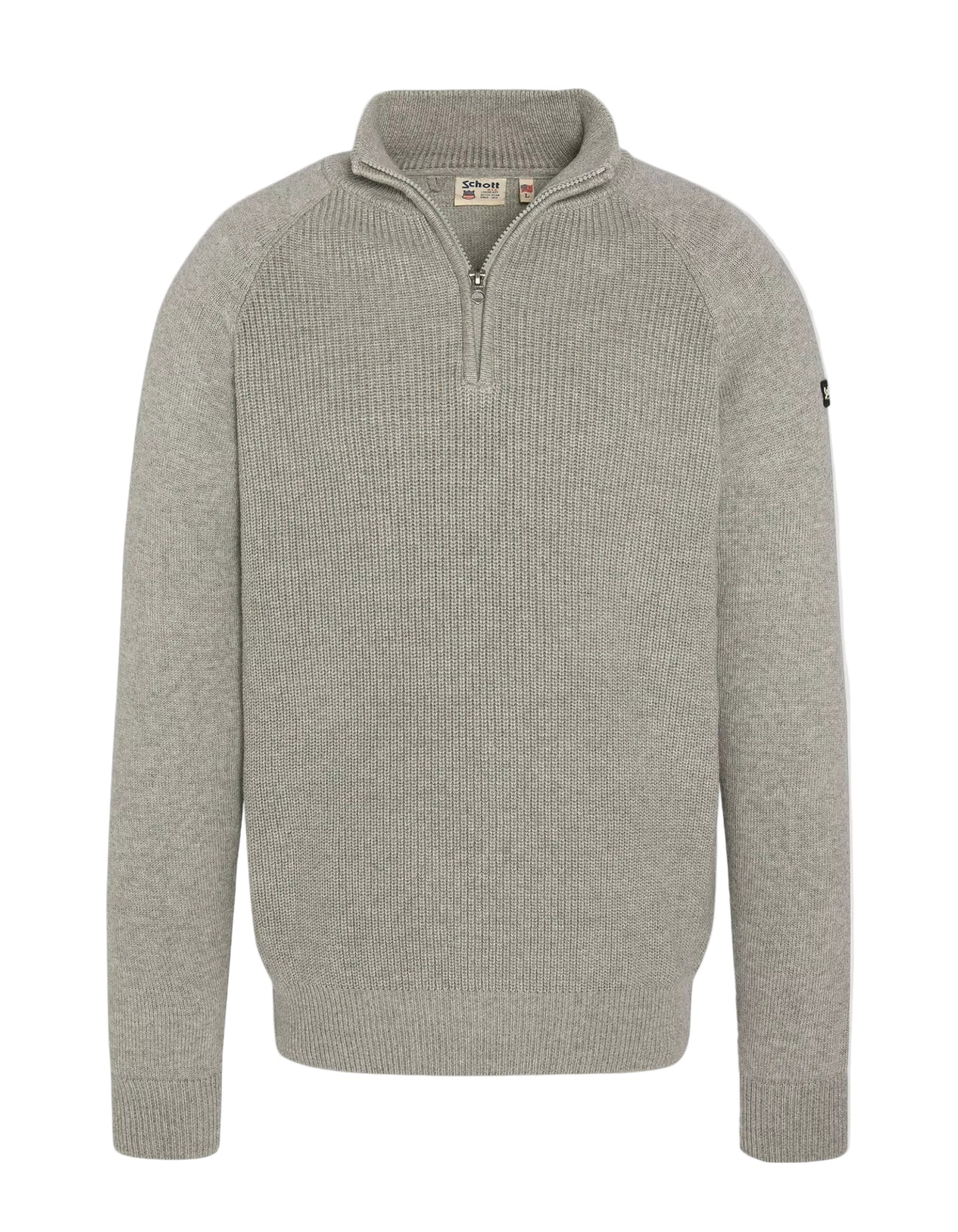 Pull Schott PLALI gris col zippé – vue de face