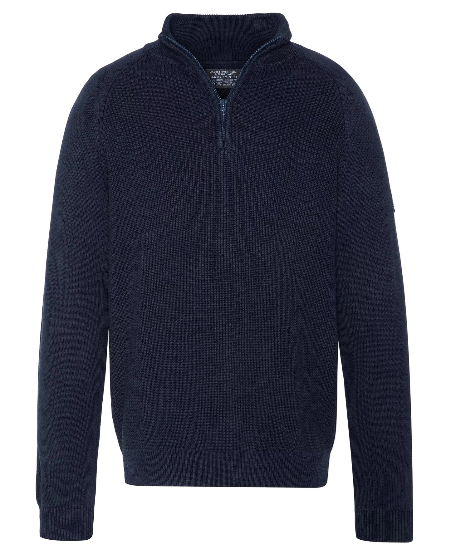 Pull Schott PLALI navy col zippé – vue de face