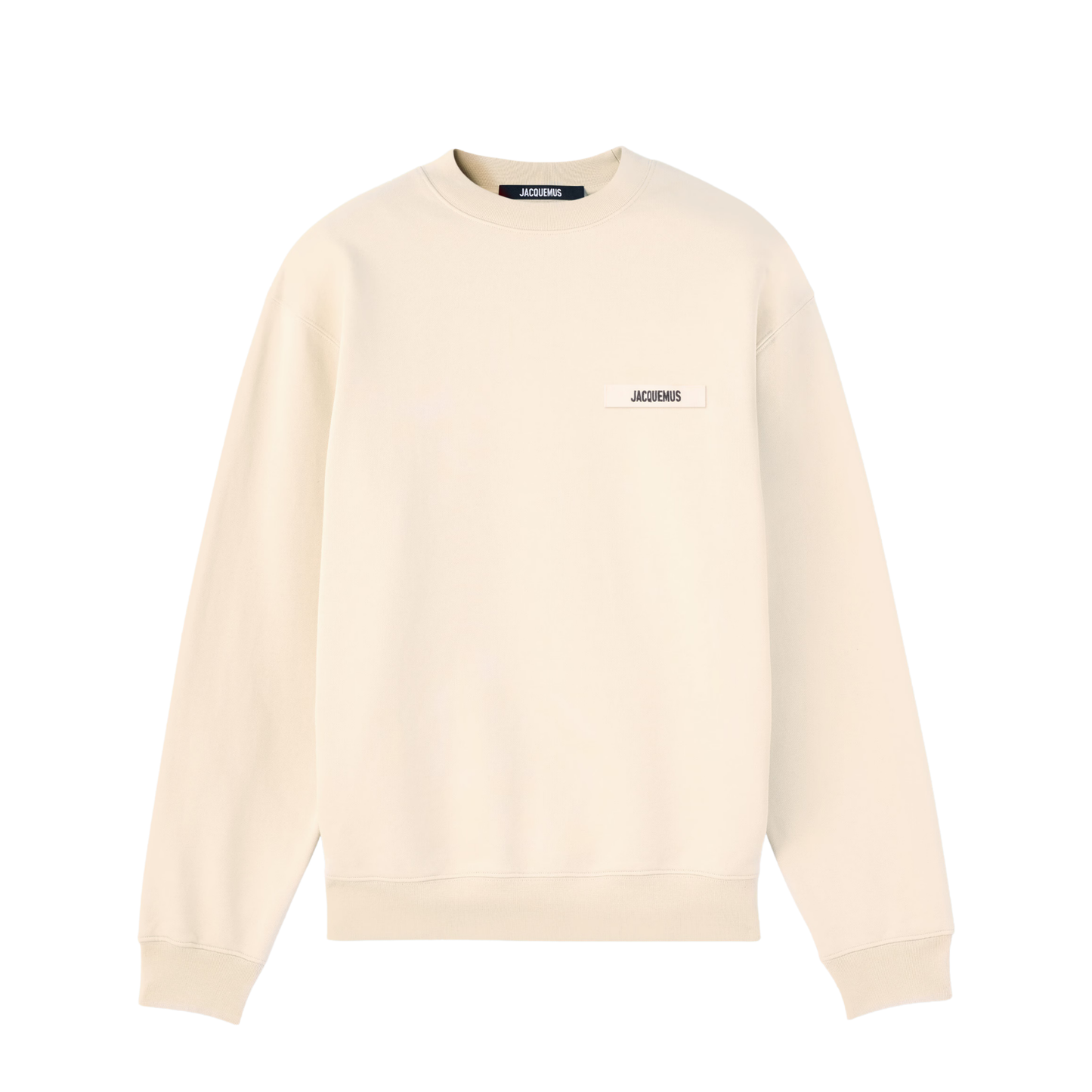 sweatshirt jacquemus gros grain beige ruban logo brodé face
