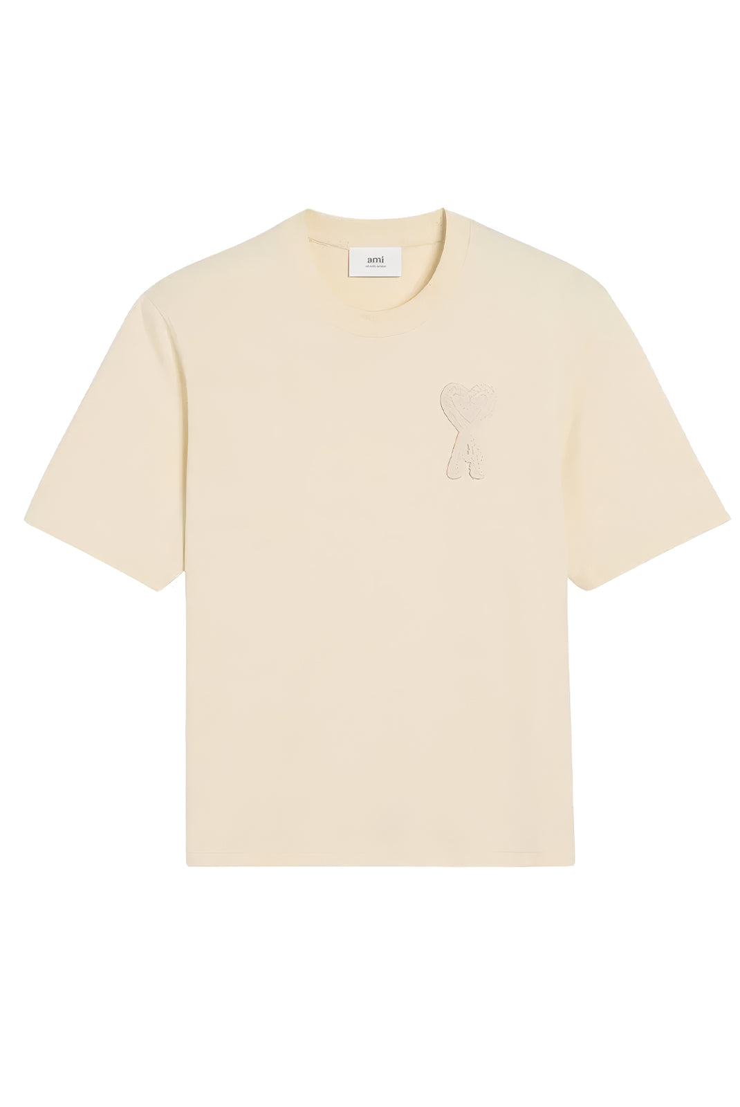 t shirt ami paris beige coeur ton sur ton homme