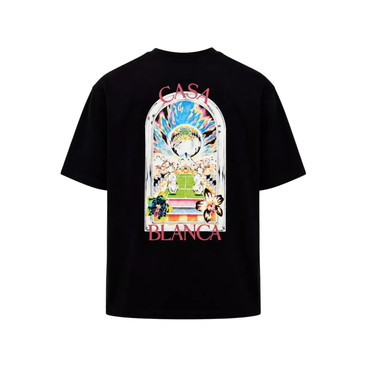 t-shirt casablanca homme noir landscape grand imprimé dos
