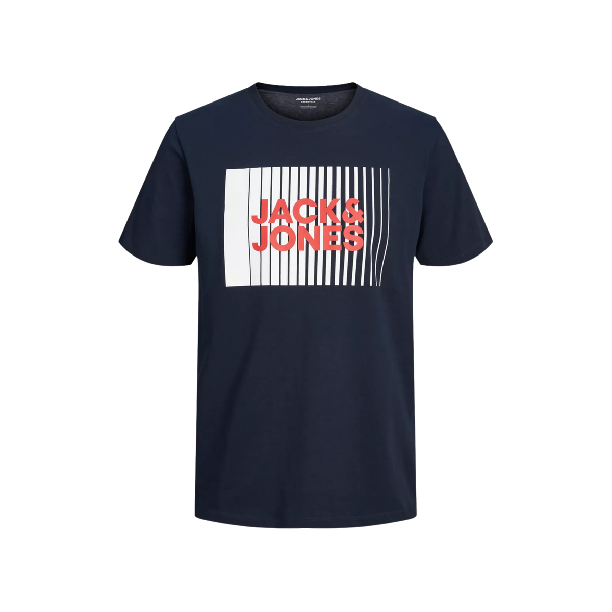 t-shirt jack and jones homme marine logo stripes vue avant
