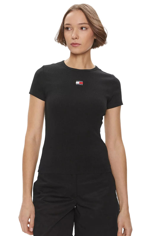 T-shirt femme Tommy Jeans noir avec logo brodé