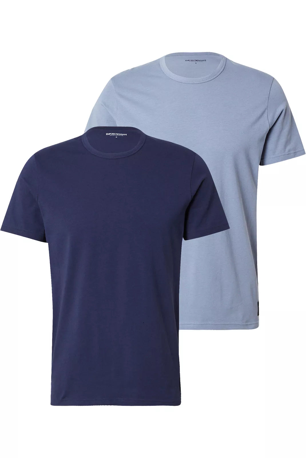 Coffret 2 T-shirts Emporio Armani homme bleus avec logo patché
