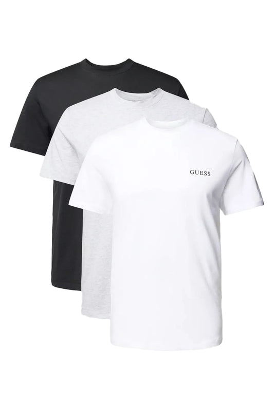 Lot de 3 t-shirts Guess Jeans homme blancs, gris et noirs