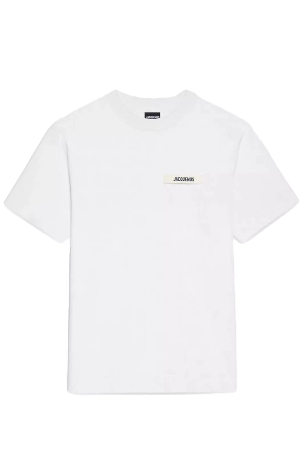 T-shirt Jacquemus Gros Grain homme blanc ruban logo brodé vue de face