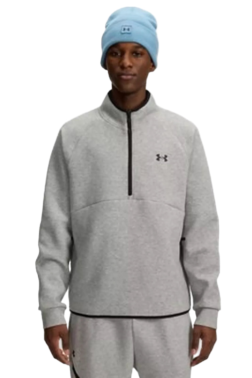 Veste Under Armour homme grise demi-zip Unstoppable Fleece respirante et stretch