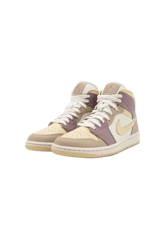 Air Jordan 1 Mid femme rose beige HV2370-100, vue 3/4