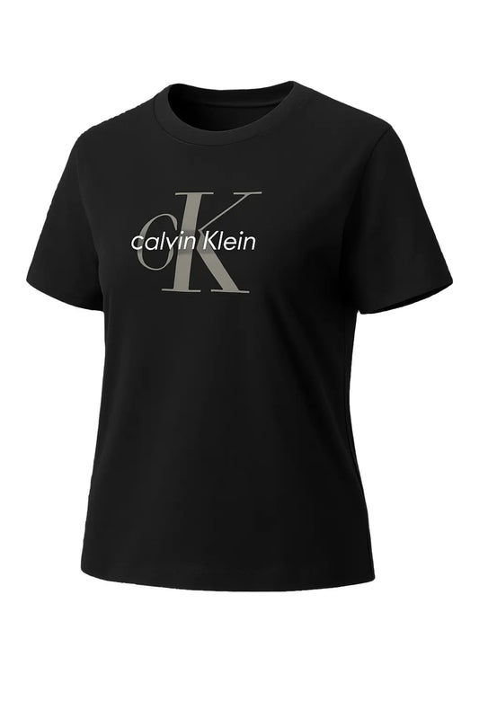 T shirt Calvin Klein noir avec logo CK, vue 3/4
