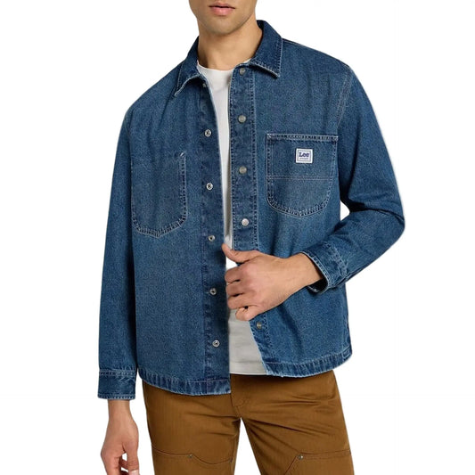 Chemise Lee homme bleue coupe casual, vue de face