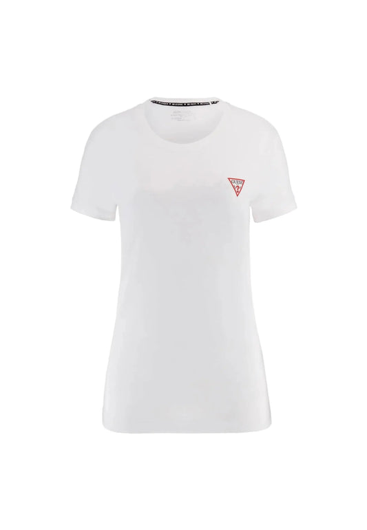 T shirt Guess femme blanc, vue de face avec logo