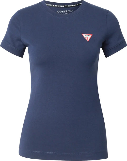 T shirt Guess femme bleu, vue de face avec logo