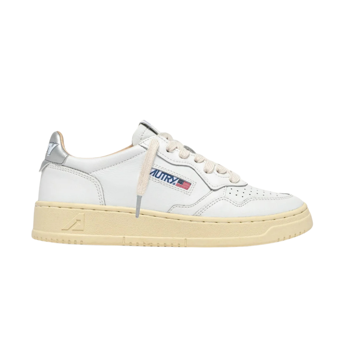autry medalist low femme cuir blanc argent