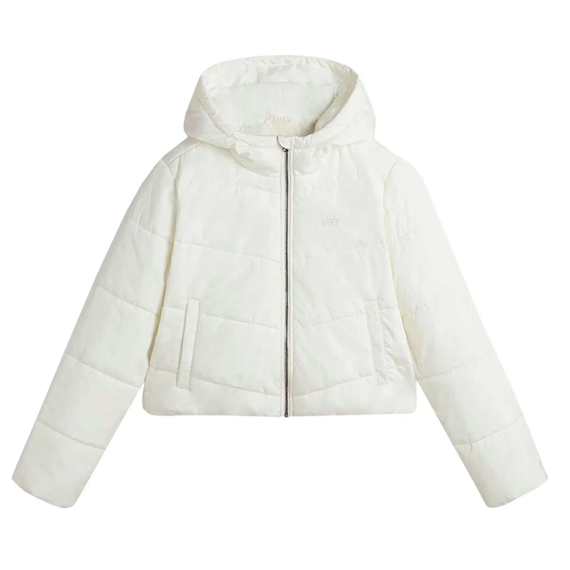 Blouson Vans Femme Blanc - Veste Matelassée Zippée Vans