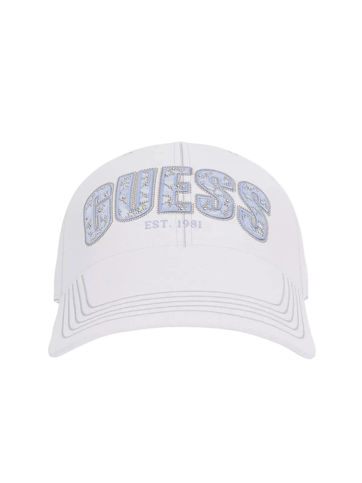 Casquette Guess Jeans femme blanche avec logo strassé sur le devant