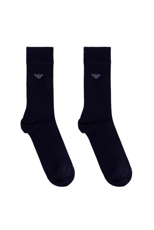 Chaussettes Emporio Armani homme bleu marine avec logo gris incrusté