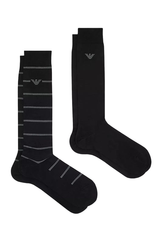 Lot de 2 paires de chaussettes Emporio Armani noires avec logo incrusté