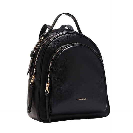 Sac à dos Coccinelle Malory noir angle trois-quarts