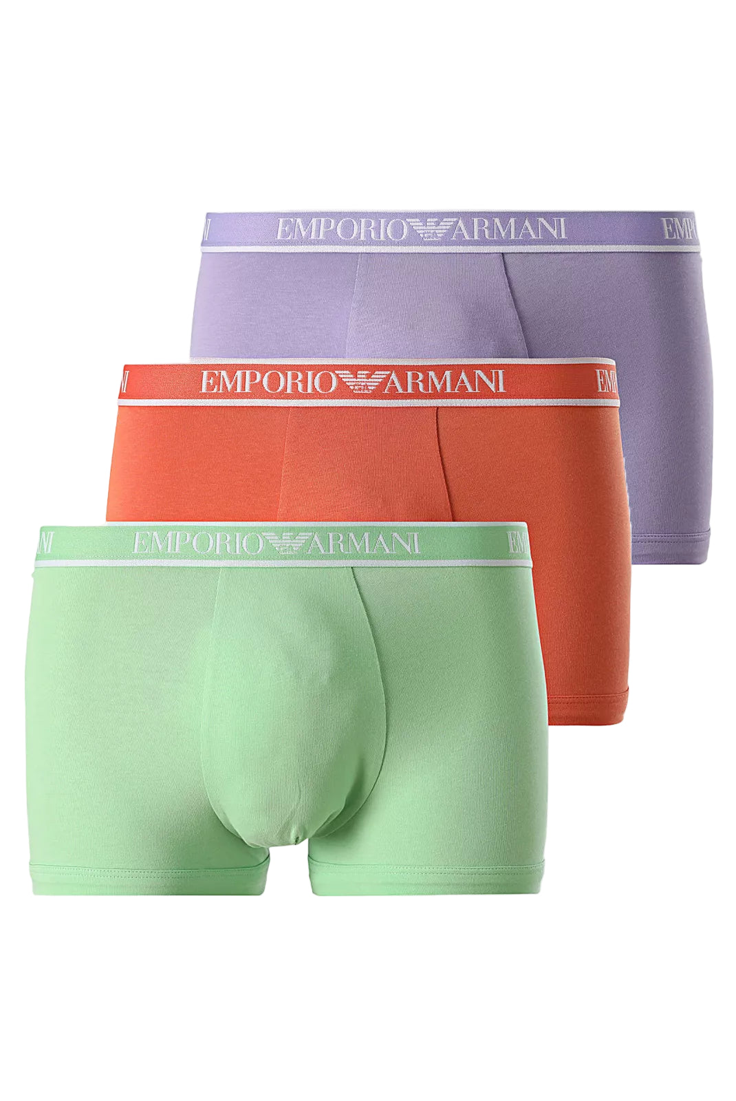 Coffret 3 boxers Emporio Armani homme multicolore pastel en coton stretch avec logo incrusté