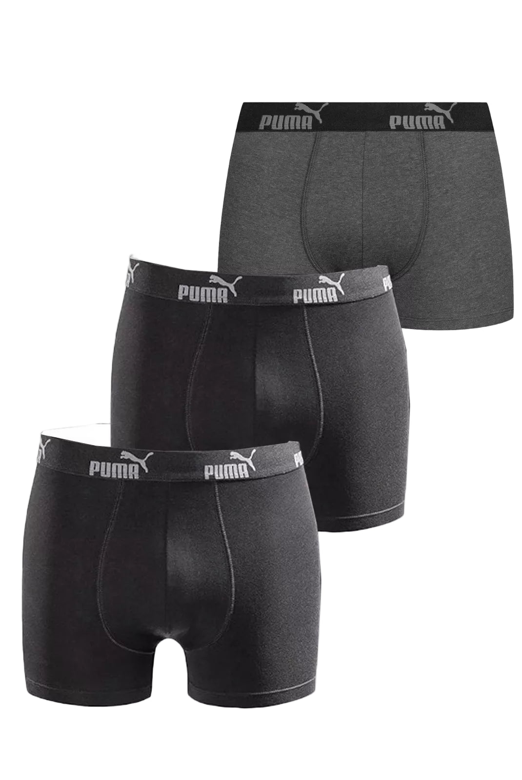 Lot de 3 boxers Puma homme noirs et gris avec ceinture siglée