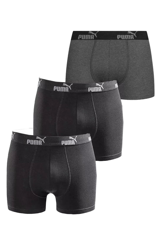 Lot de 3 boxers Puma homme noirs et gris avec ceinture siglée