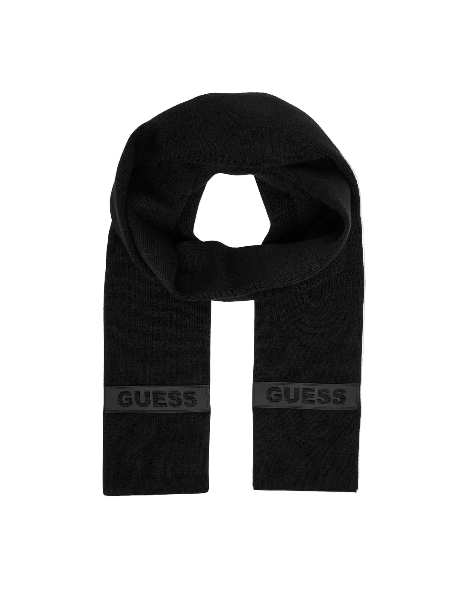 Écharpe Guess homme noire avec logo tissé, portée nouée