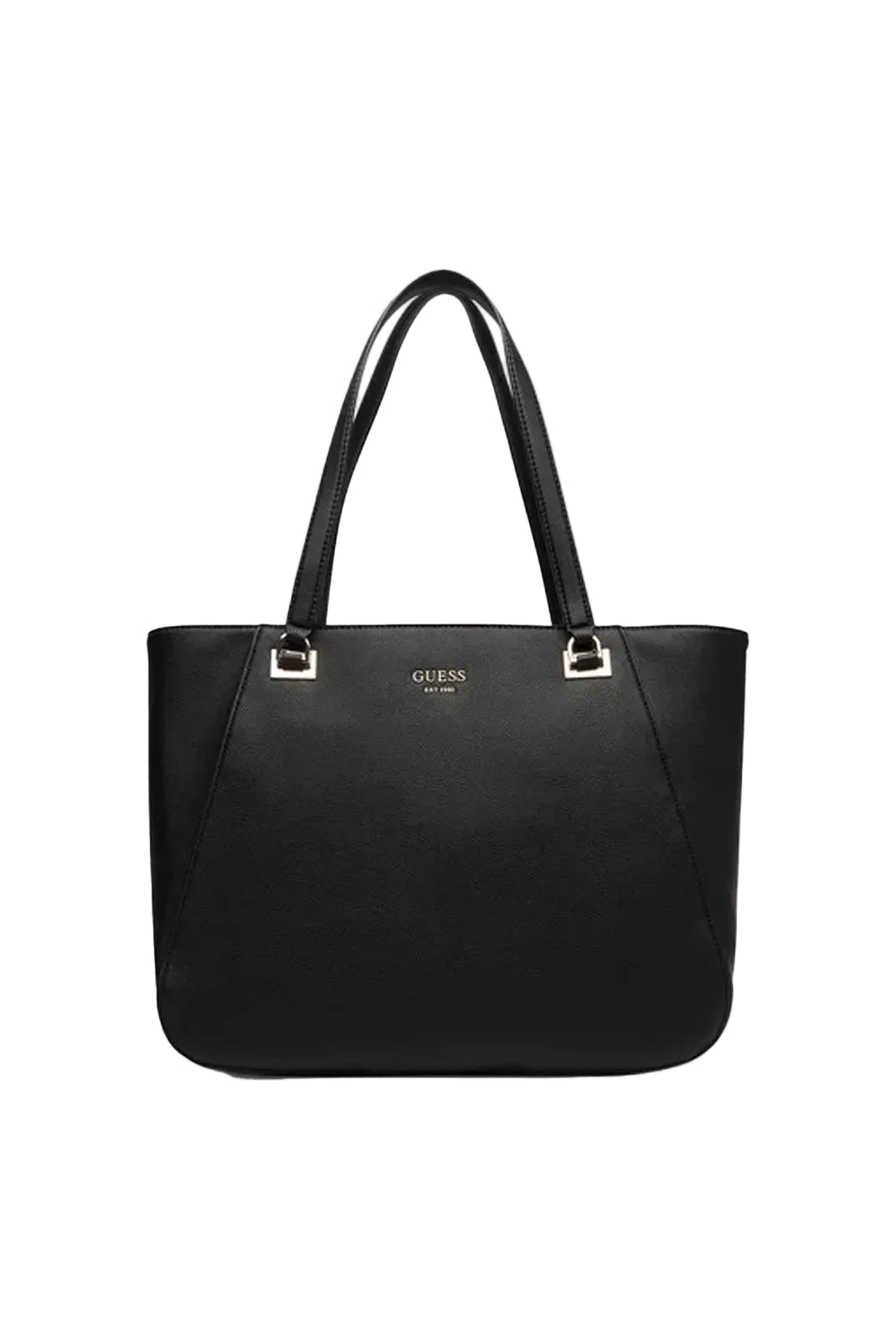 Grand sac cabas Guess femme Calebra noir avec logo métal vue de face