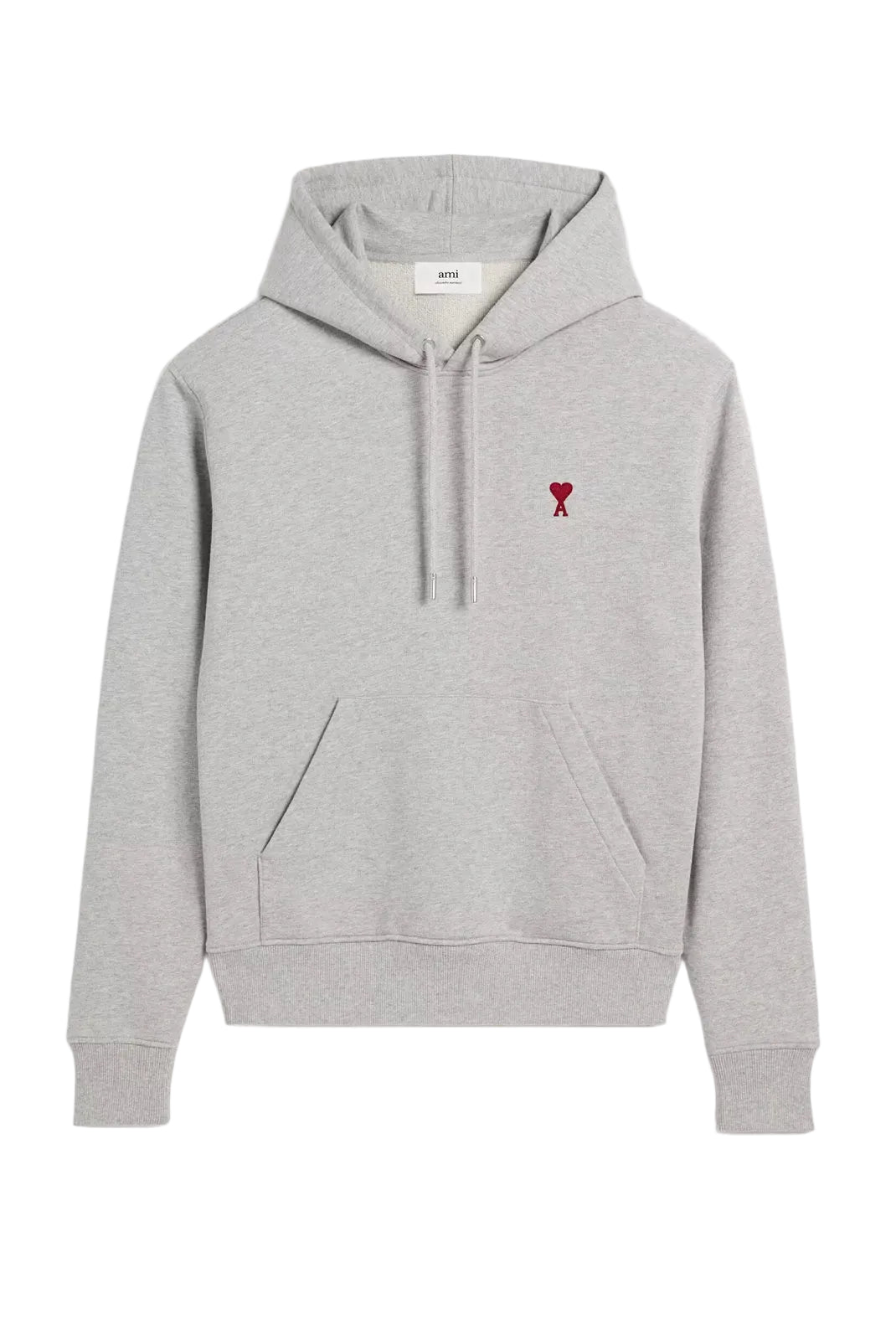 hoodie ami paris gris coeur rouge brodé face