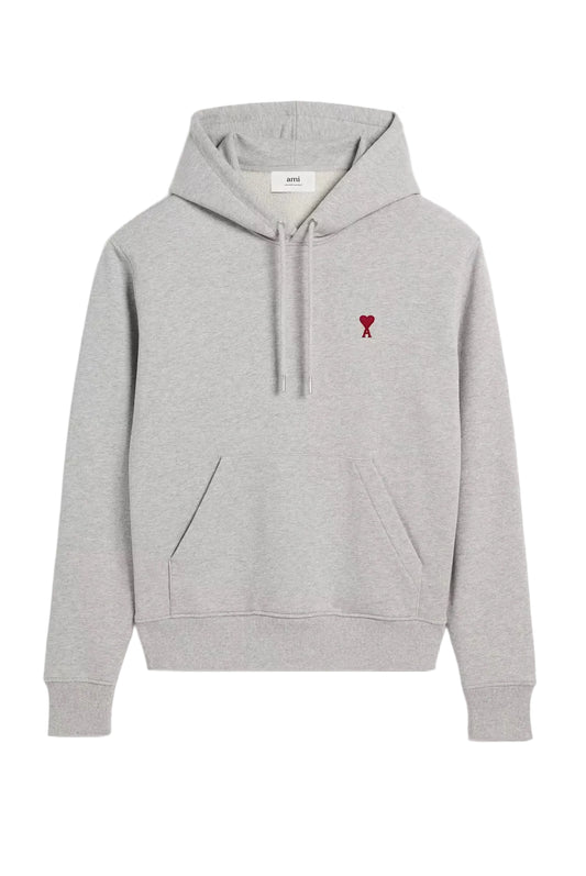 hoodie ami paris gris coeur rouge brodé face