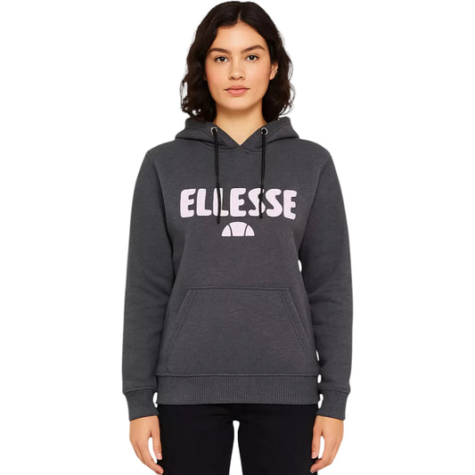 Hoodie Ellesse femme gris foncé avec logo poitrine Outline imprimé