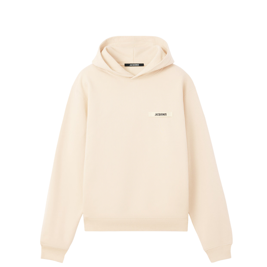 hoodie jacquemus gros grain beige ruban logo brodé face