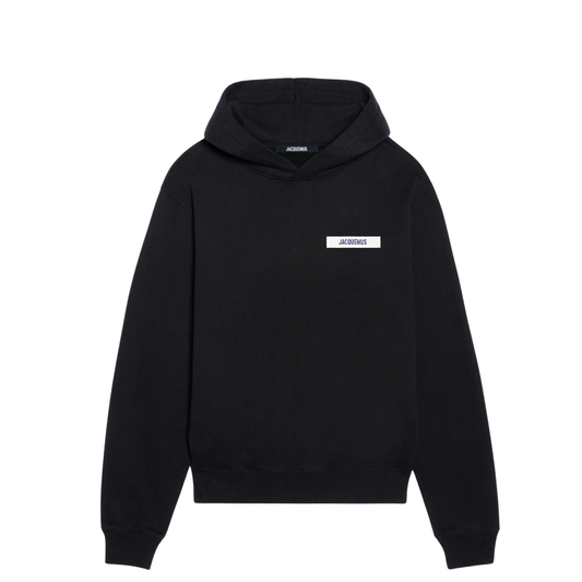 hoodie jacquemus gros grain noir ruban logo brodé face
