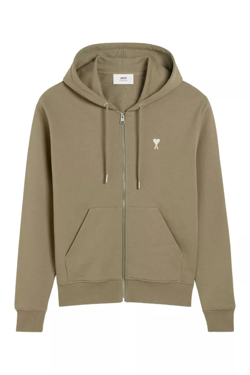 hoodie zippé ami paris bronze coeur ami brodé blanc