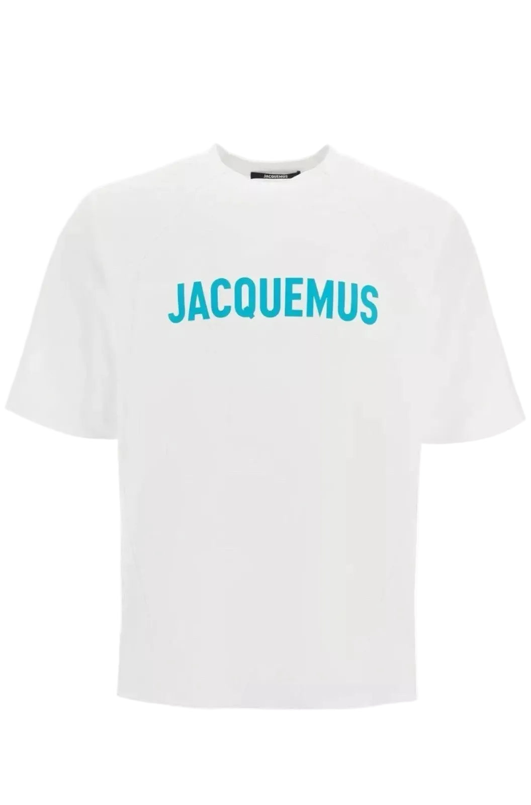 t shirt jacquemus blanc homme logo bleu vue face