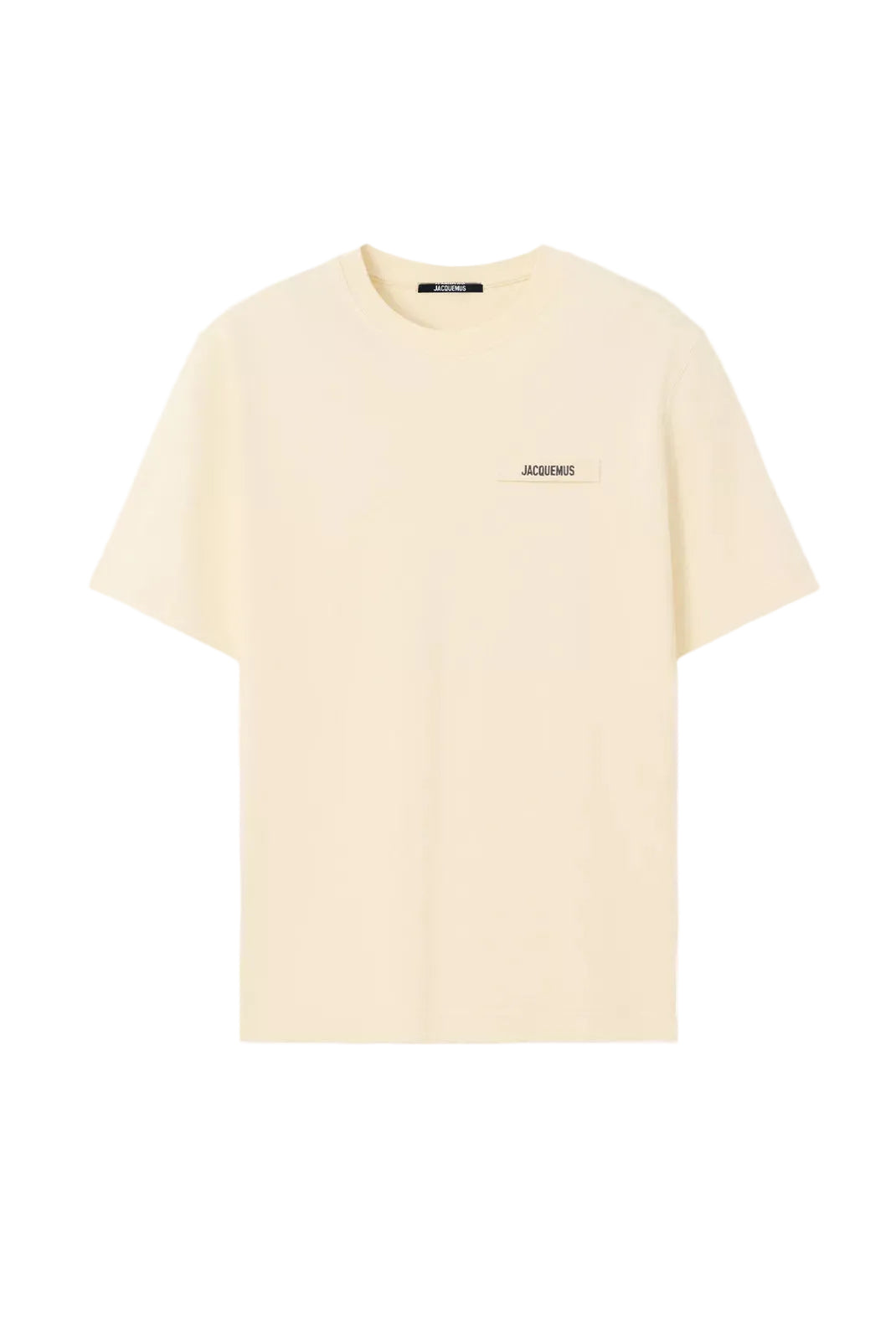 t shirt jacquemus gros grain beige homme vue face logo ruban